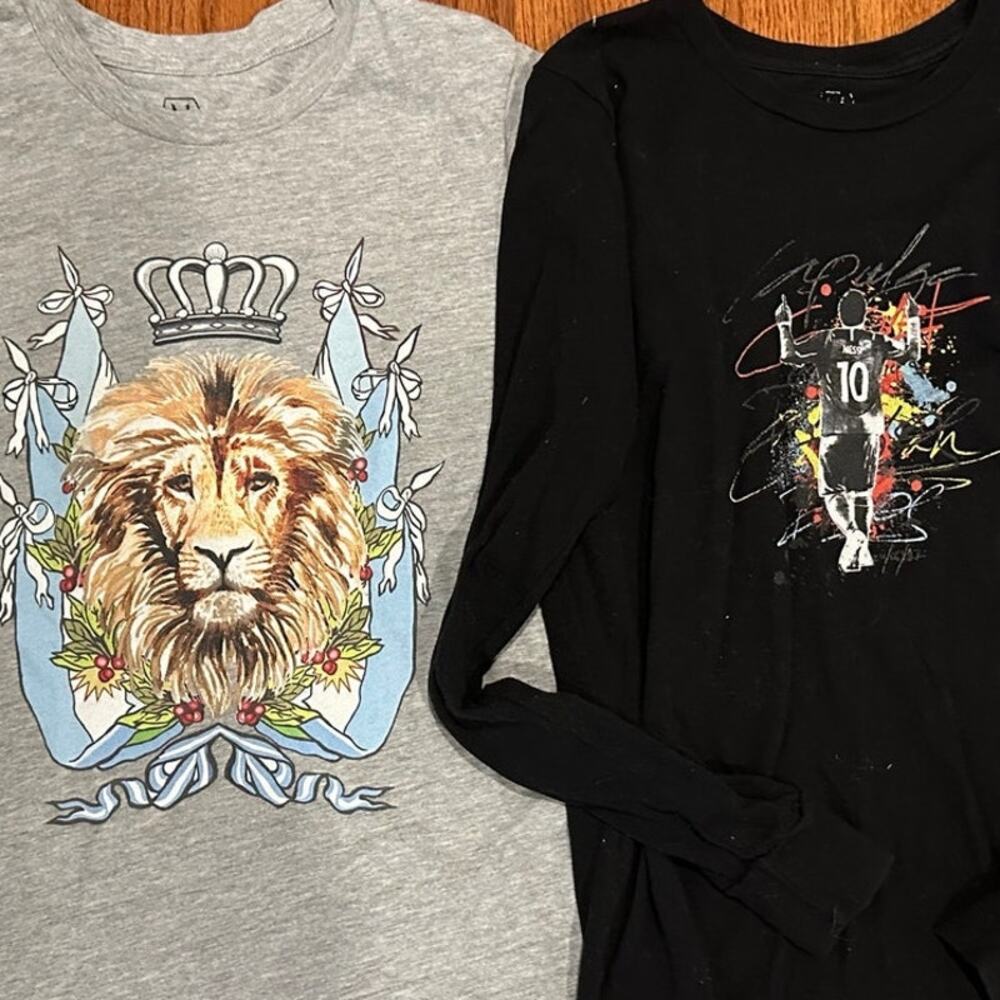 2 Kids Messi shirts long sleeve and short sleeve size large